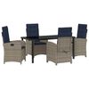 vidaXL Conjunto de Comedor de Jard&iacute;n 5 uds. Gris rat&aacute;n sint&eacute;tico