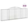 vidaXL Cestas de gaviones 10 uds forma arco hierro 300x30x100/120 cm