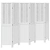 vidaXL Biombo separador de 6 paneles madera maciza Paulownia blanco