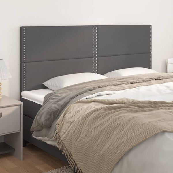 vidaXL Cabecero de cama gris 160x5x118/128 cm piel sint&eacute;tica