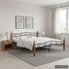 vidaXL Estructura cama sin colch&oacute;n metal madera roble negro 200x200 cm