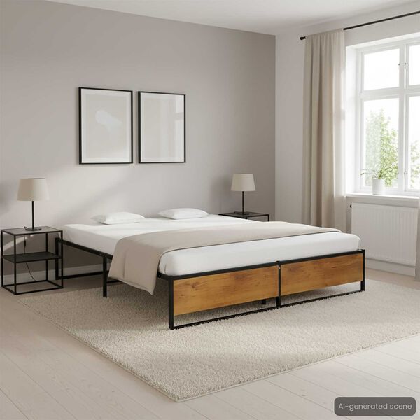 vidaXL Estructura de cama sin colchón metal negro 160x200 cm