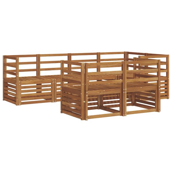 vidaXL Juegos de sof&aacute;s 7 pcs Natural Madera de Acacia S&oacute;lida