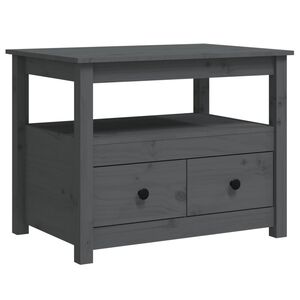 vidaXL Mesa de centro de madera maciza de pino gris 71x49x55 cm