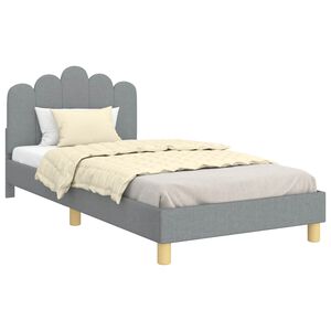 vidaXL Cama para ni&ntilde;os con cabecero Gris Claro 90 x 190 cm tela