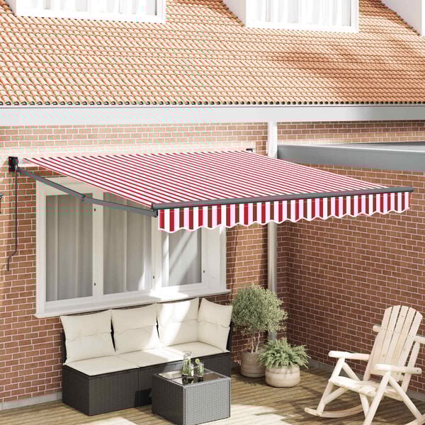 vidaXL Toldo Retr&aacute;ctil Manual Rojo y 300 x 250 cm Poli&eacute;ster y Aluminio