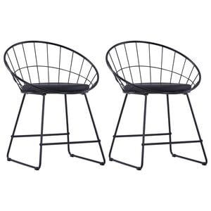 vidaXL Sillas de comedor asientos de cuero sint&eacute;tico 2 uds acero negro