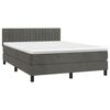 vidaXL Cama box spring con colch&oacute;n terciopelo gris oscuro 140x190 cm