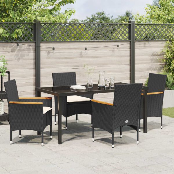 vidaXL Conjunto de Comedor de Jardín 5 pcs Negro ratán sintético