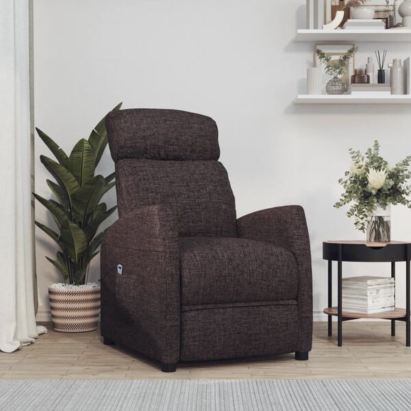 vidaXL Sill&oacute;n reclinable el&eacute;ctrico tela marr&oacute;n oscuro