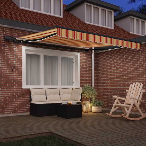 vidaXL Toldo Retráctil Manual amarillo y naranja 300 x 250 cm tela