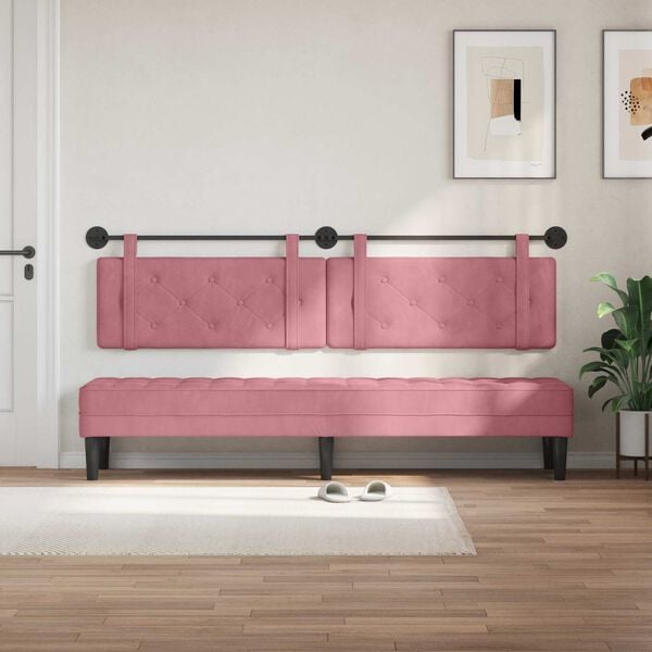 vidaXL Cabecera Colgante Rosa 210 x 55 x 5 cm Terciopelo