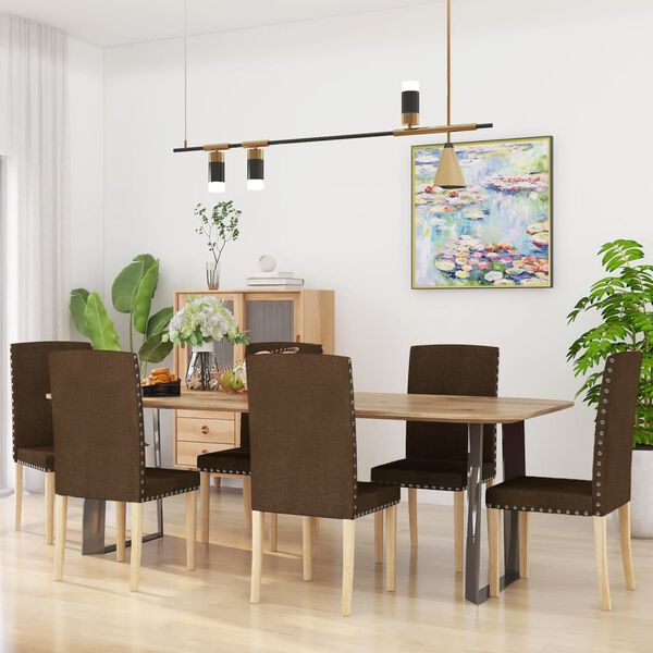 vidaXL Sillas de comedor 6 unidades de tela marr&oacute;n
