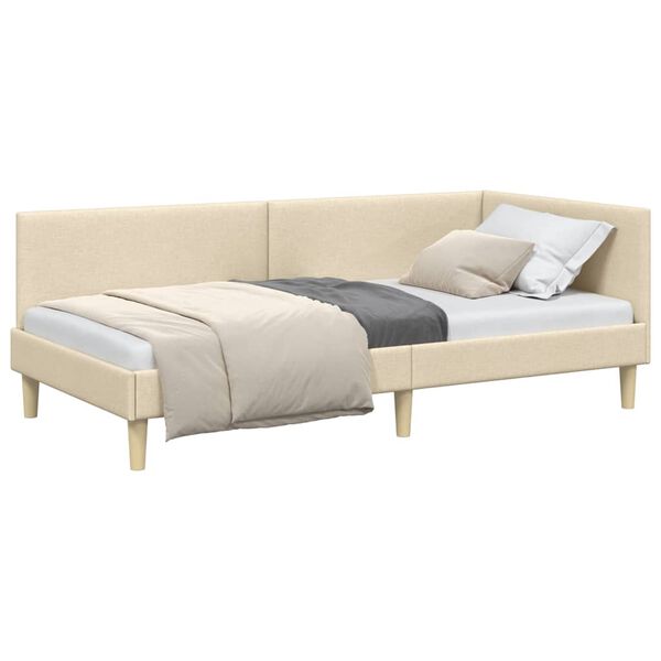 vidaXL Estructura de cama en esquina Crema 80 cm x 200 cm Terciopelo