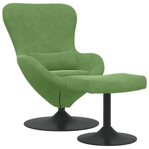 vidaXL Silla Huevo con Puff Verde claro 63 x 73 x 90 cm Terciopelo