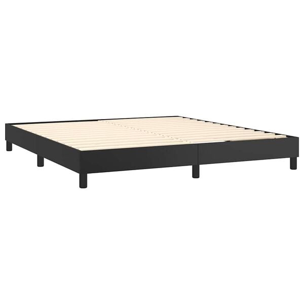 vidaXL Estructura de cama con somier cuero sint&eacute;tico negro 180x200 cm