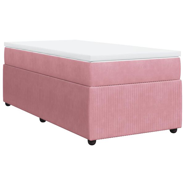 vidaXL Cama box spring con colchón terciopelo rosa 80x200 cm