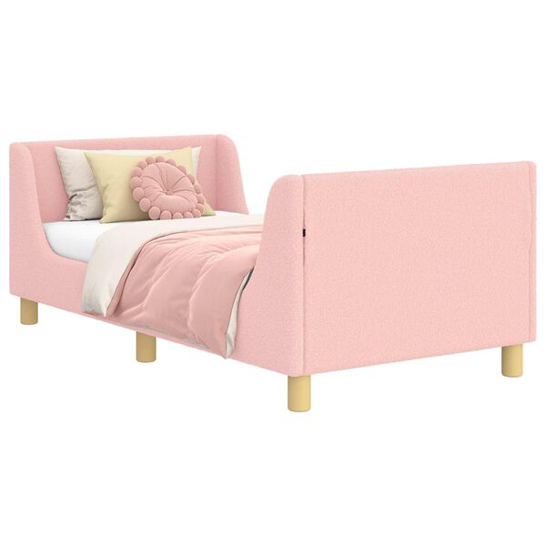 vidaXL Cama para ni&ntilde;os con cabecero Rosa 80 x 160 cm Tela de Oveja