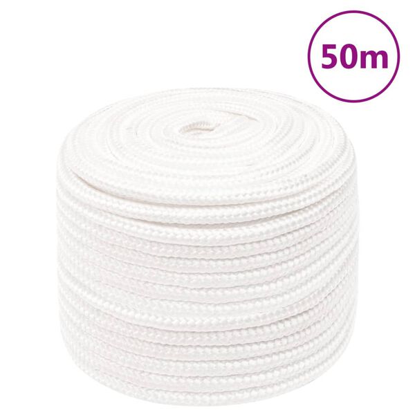 vidaXL Cuerda de barco polipropileno blanco intenso 12 mm 50 m