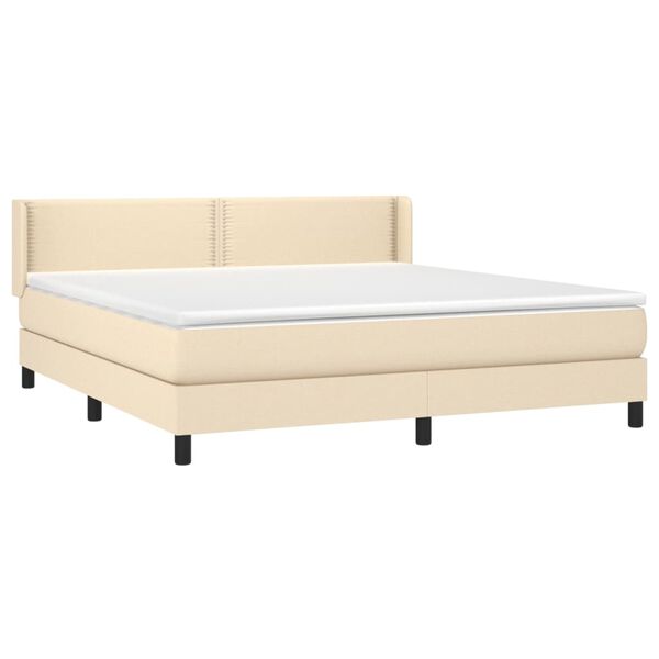 vidaXL Cama box spring con colch&oacute;n tela color crema 180x200 cm