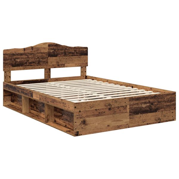 vidaXL Estructura de cama con cabecera Madera vieja 150 x 200 cm