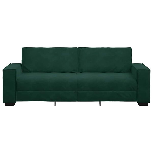vidaXL Sof&aacute; de 3 plazas terciopelo verde oscuro 220x78x84 cm