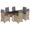 vidaXL Set comedor de jard&iacute;n 7 pzas con cojines rat&aacute;n sint&eacute;tico beige