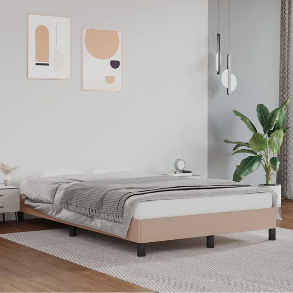 vidaXL Estructura cama sin colchón cuero sintético capuchino 120x200cm