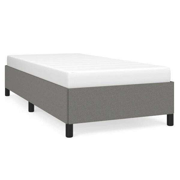 vidaXL Estructura de cama sin colch&oacute;n tela gris oscuro 90x200 cm