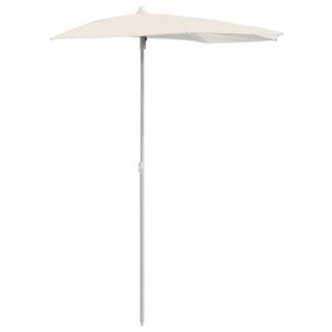 vidaXL Sombrilla de jard&iacute;n semicircular con palo arena 180x90 cm
