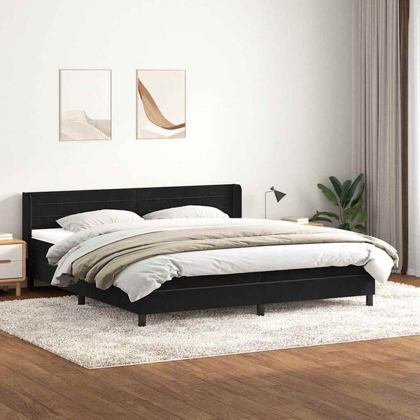 vidaXL Cama box spring con colchón terciopelo negro 200x210 cm