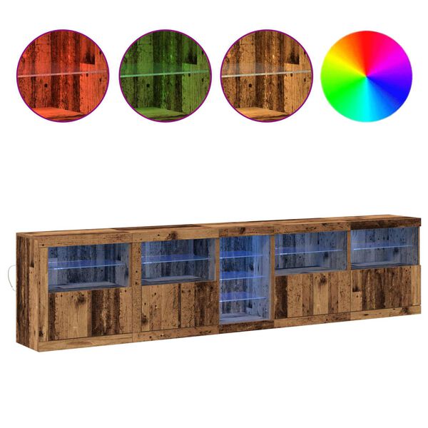 vidaXL Aparador LED Madera vieja 283 x 37 x 67 cm Madera de ingenier&iacute;a