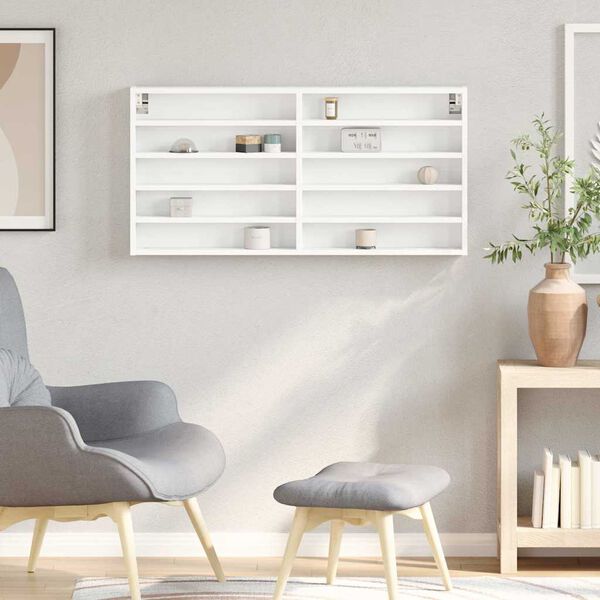 vidaXL Vitrina de madera de ingenier&iacute;a blanca 100x8,5x50 cm