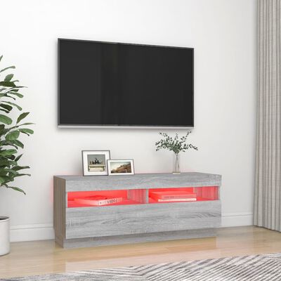 vidaXL Mueble de TV con luces LED gris Sonoma 100x35x40 cm