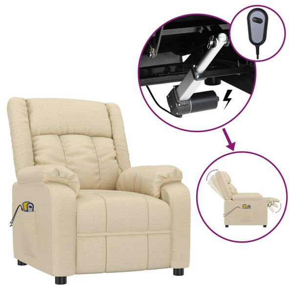 vidaXL Sillón de masaje eléctrico tela color crema