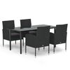 vidaXL Set de muebles jard&iacute;n 5 pzas con cojines rat&aacute;n sint&eacute;tico negro