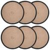 vidaXL Manteles de yute 6 pcs Natural y negro &Oslash; 30 cm 100% yute tosas