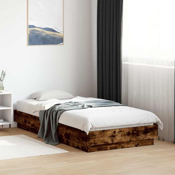 vidaXL Estructura de cama sin colch&oacute;n madera roble ahumado 90x190 cm