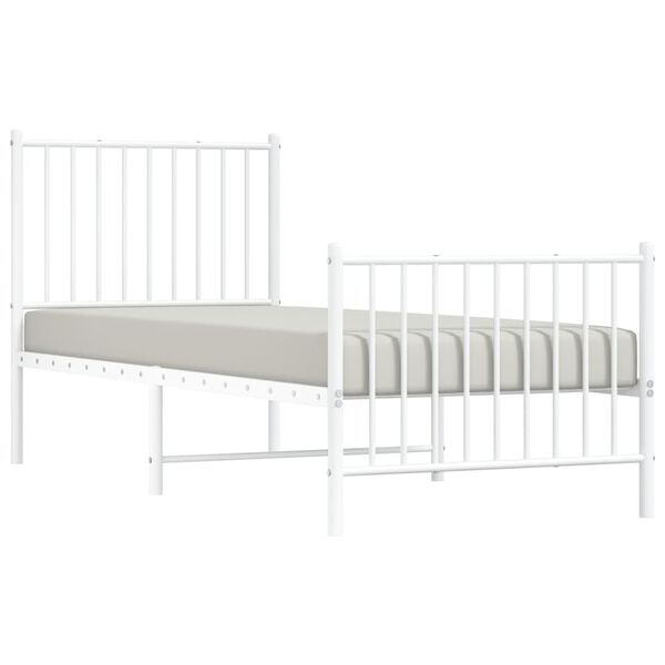 vidaXL Estructura cama sin colchón con estribo metal blanco 75x190 cm