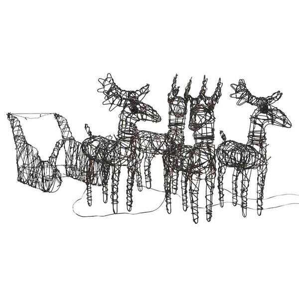 vidaXL Renos y trineos de Navidad rat&aacute;n 240 LEDs blanco c&aacute;lido