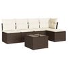 vidaXL Set sof&aacute;s de jard&iacute;n 6 piezas y cojines rat&aacute;n sint&eacute;tico marr&oacute;n