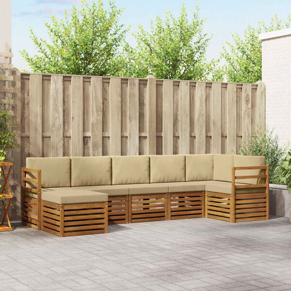 vidaXL Conjunto de Sof&aacute; Seccional con coj&iacute;n 7 pcs Natural y Beige