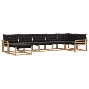 vidaXL Conjunto de sof&aacute;s de exterior 7 uds. Blanco y Negro