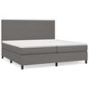 vidaXL Cama box spring con colch&oacute;n cuero sint&eacute;tico gris 200x200 cm