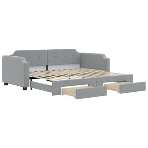 vidaXL Sof&aacute; cama nido con cajones tela gris claro 100x190 cm