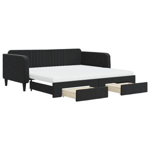 vidaXL Sof&aacute; cama nido con cajones terciopelo negro 100x200 cm