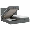 vidaXL Cama otomana con colch&oacute;n con cabecera 2 uds. Gris oscuro Tela
