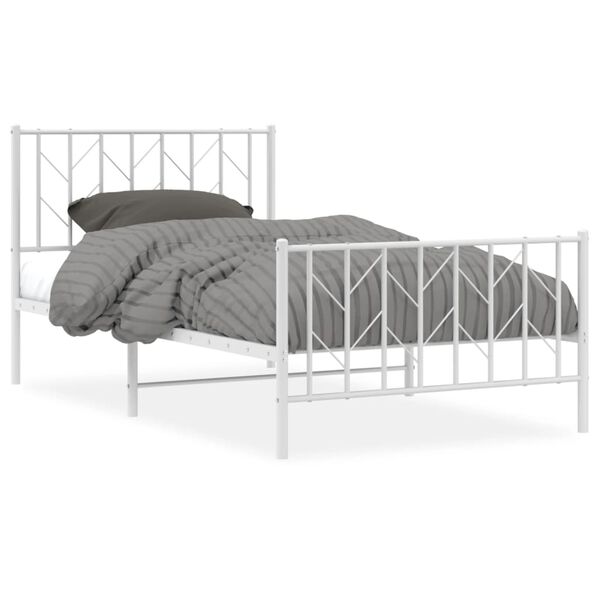 vidaXL Estructura cama sin colch&oacute;n con estribo metal blanco 100x190 cm