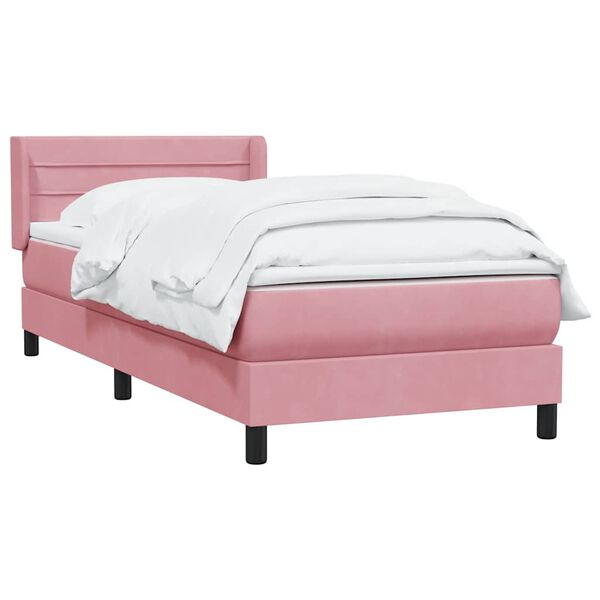vidaXL Cama box spring con colch&oacute;n terciopelo rosa 90x210 cm