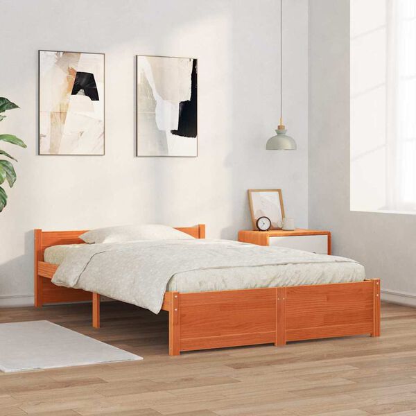 vidaXL Estructura de cama Marr&oacute;n cera 205.5 x 95.5 x 51 cm